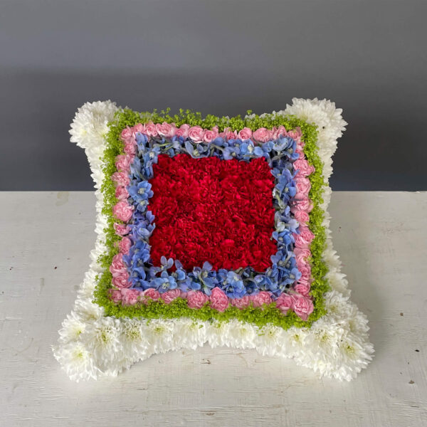 Floral pillow carnations and chrysanthemums